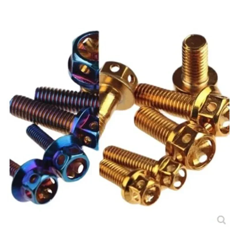 M4 M5 M6 M8 m10 Titanium plated stainless steel with burn blue screw gloden colour Hexagon Flange Head Screw bolts