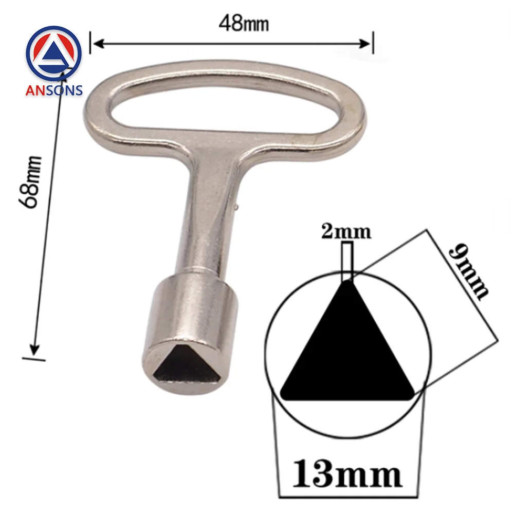 

68 48 mm Elevator Key Triangle Square Hole Ansons Elevator Spare Parts