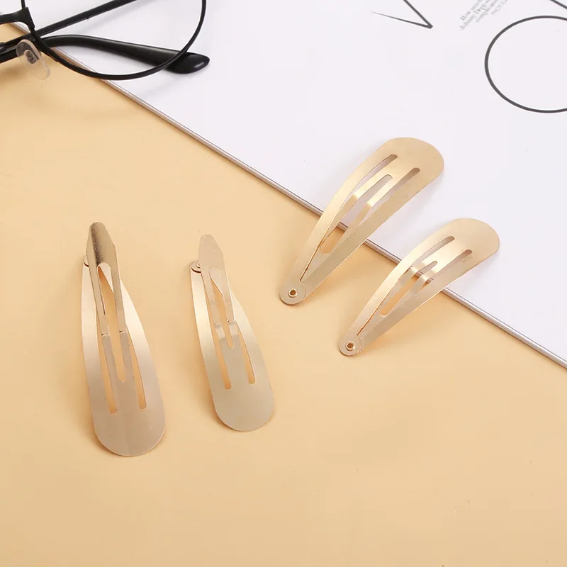 20 Pcs/Lot Gold Snap Clip For Girl Waterdrop Barrettes Hairpin Women 5CM Hair Clip Fashion Accessories