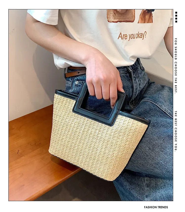 Fashion Women Summer Messenger Cross Body Weave Straw Tote Bag Beach Casual Shoulder Bag Handbag Basket Shopping Bags 2022 New