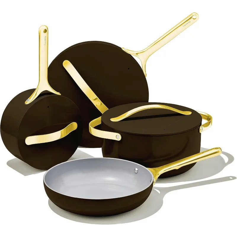

Nonstick Ceramic Cookware Set (12 Piece) Pots, Pans, Lids and Kitchen Storage-Non Toxic-Oven Safe &Compatible with All Stovetops