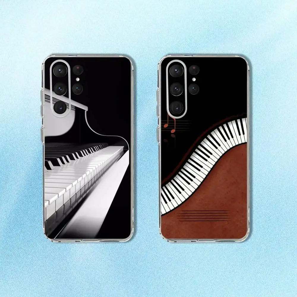 

Music piano keyboard Phone Case For Samsung S24,30,21,22,23,20 FE,lite,PIus,Ultra,5G,Note,9,10 Transparent Cover