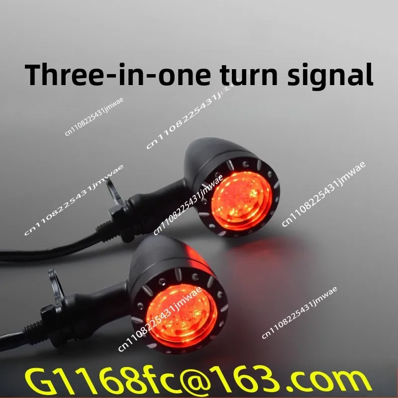 Motorcycle Three in One Retro LED Front and Rear Turn Signals, Brake Daytime Running Lights, 12V Modified Accessories