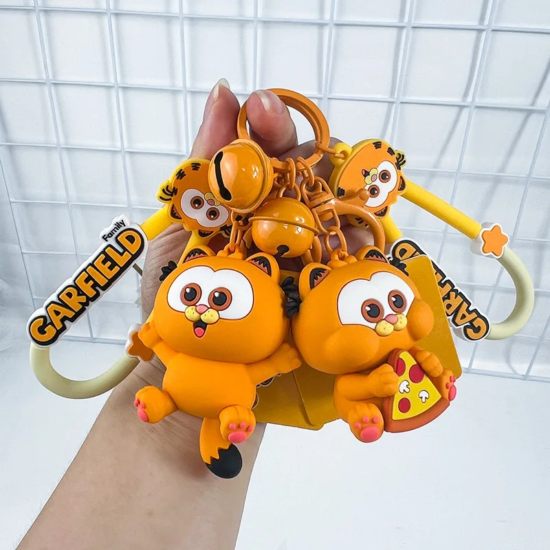 Garfield Boneca Chaveiro com Animal Dos Desenhos Animados, Figura Anime Bonito, Brinquedo de PVC, Decoração Chave do carro e Mochila, Chaveiro Pingente, Presentes Casal