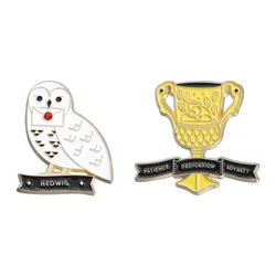 Magic Owl Hedwig Fantasy Movies Brooch Enamel Pins Badge Decoration HP Lapel Backpack Jewelry Accessories Gifts Kids Collection