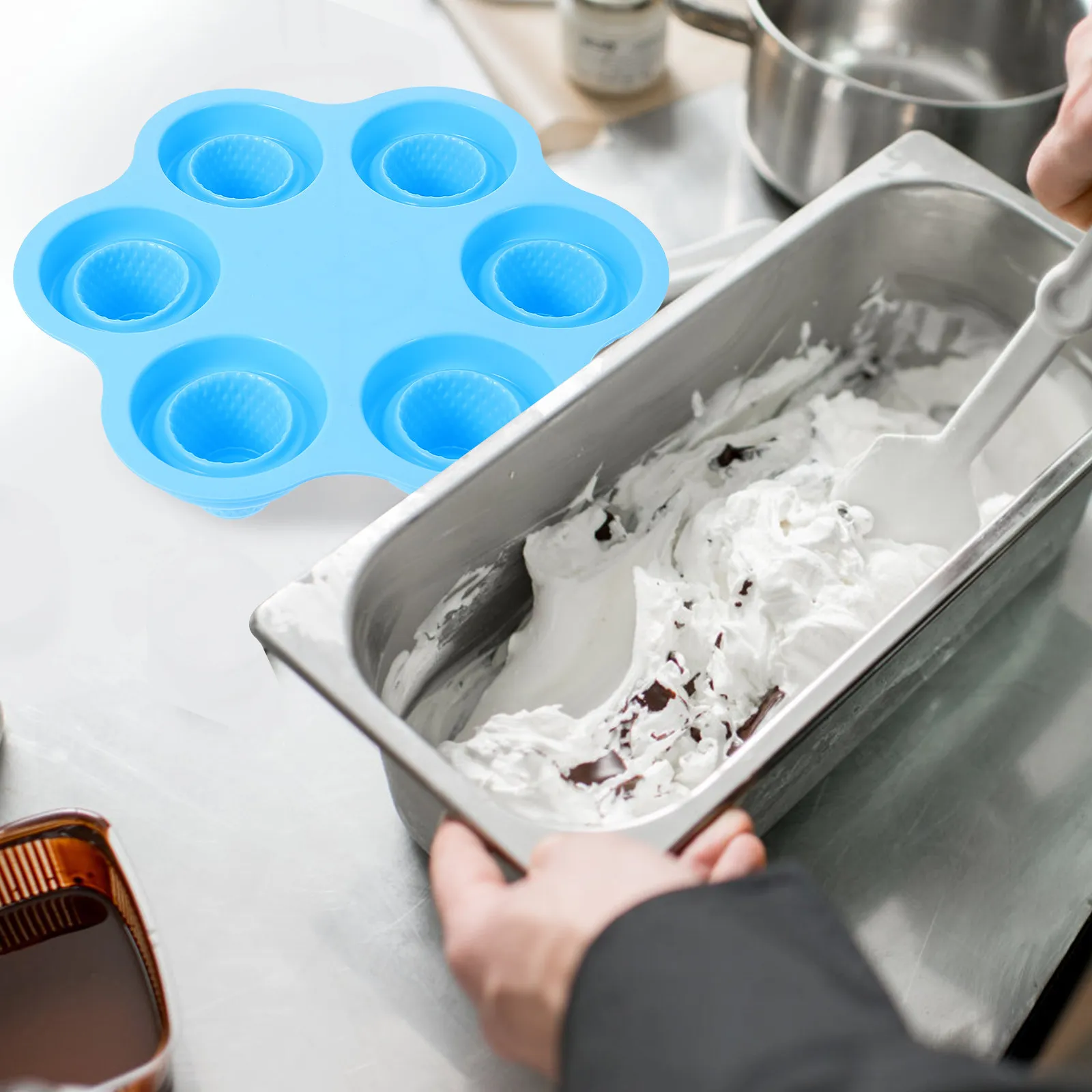 Premium Flexible Silicone Ice Cream Mold 6 Cavity for DIY Healthy Ice Cream No Artificial Colors Preservatives Easy Release