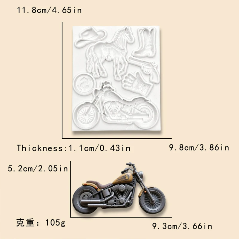 Western cowboy left wheel silicone mold gloves, motorcycle leather boots, horse coin shape DIY handmade chocolate candy molds