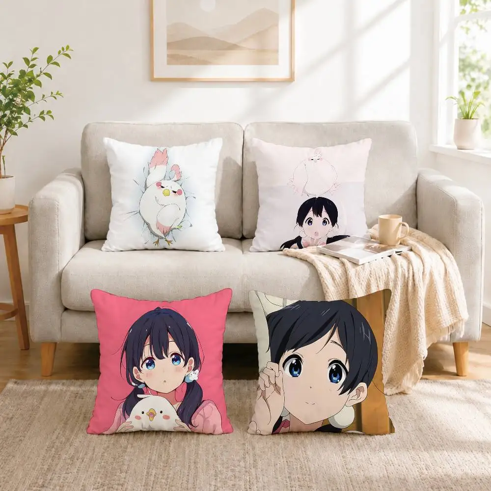 A-Anime Tamako Market Mochizo Oji Pillow Case Square Double-Sided Sofa Cushion Cover Bedroom Bedside Pillow Gift