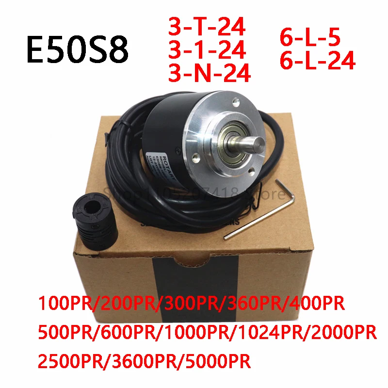 E50S8-360-3-T-24 E50S8-600-3-T-24 E50S8-1000-3-T-24 E50S8-500-3-T-24 New Rotary Encoder 3-T-24 3-N-24 6-L-5 3-V-24