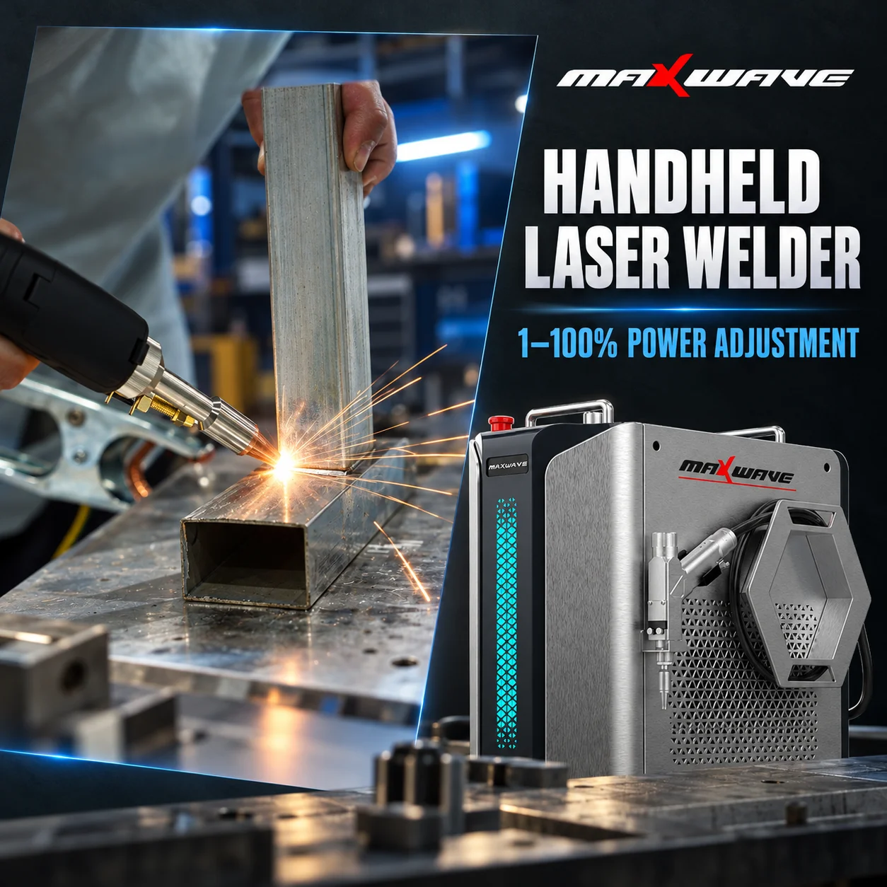 Portable Air-Cooled Handheld Laser Welding Machine 800W 1500W with Adjustable Power