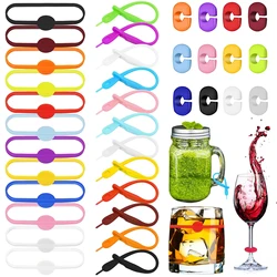 36Pcs Reusable Silicone Wine Glass Charms Drink Marker Bands Bottle Strip Tag Glass Identifiers for Bar Party Cocktail Champagne