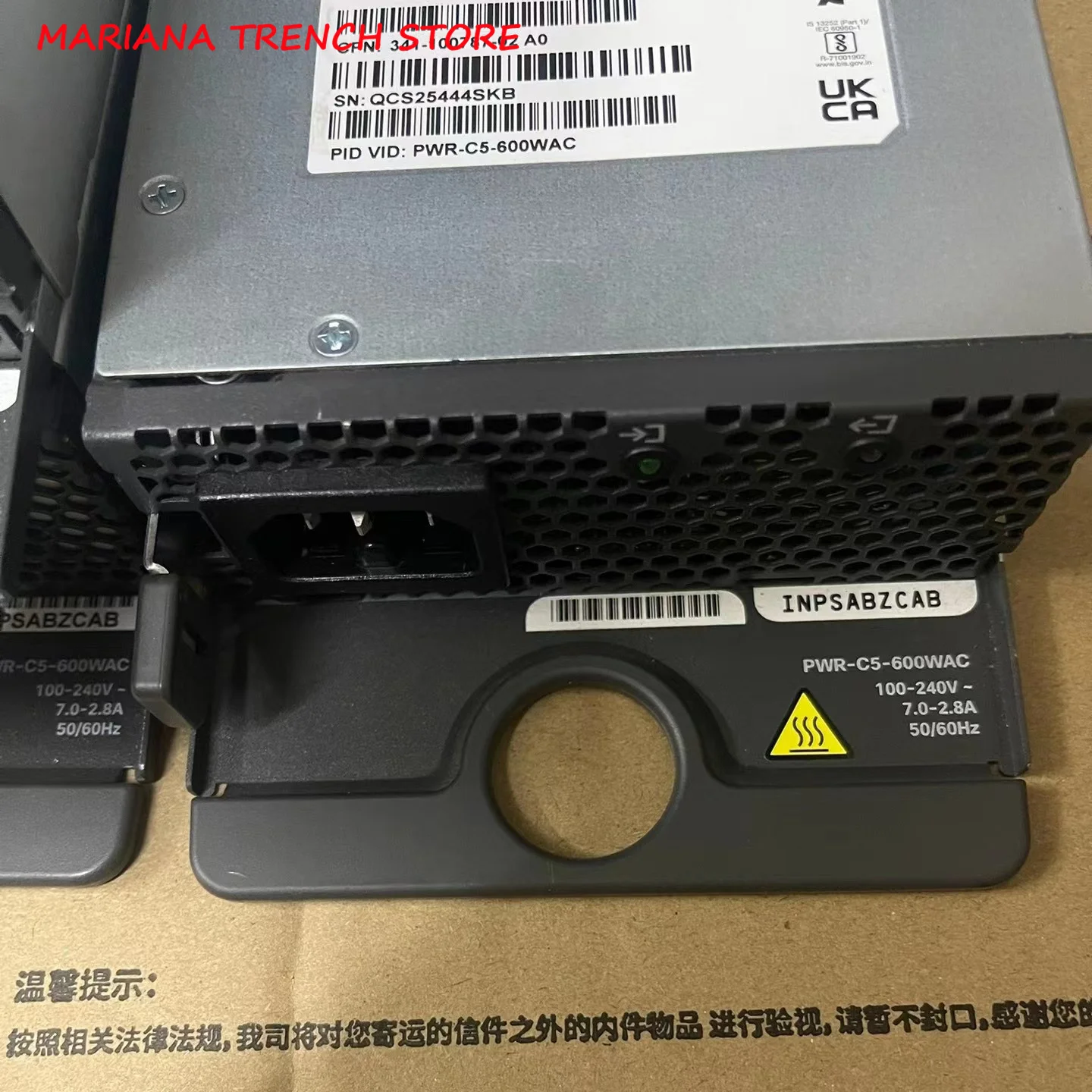 PWR-C5-600WAC for CISCO C9200 Series Ethernet Switches Power Supply,MAX 600W，The Price Tag is One Piece Power Supply.