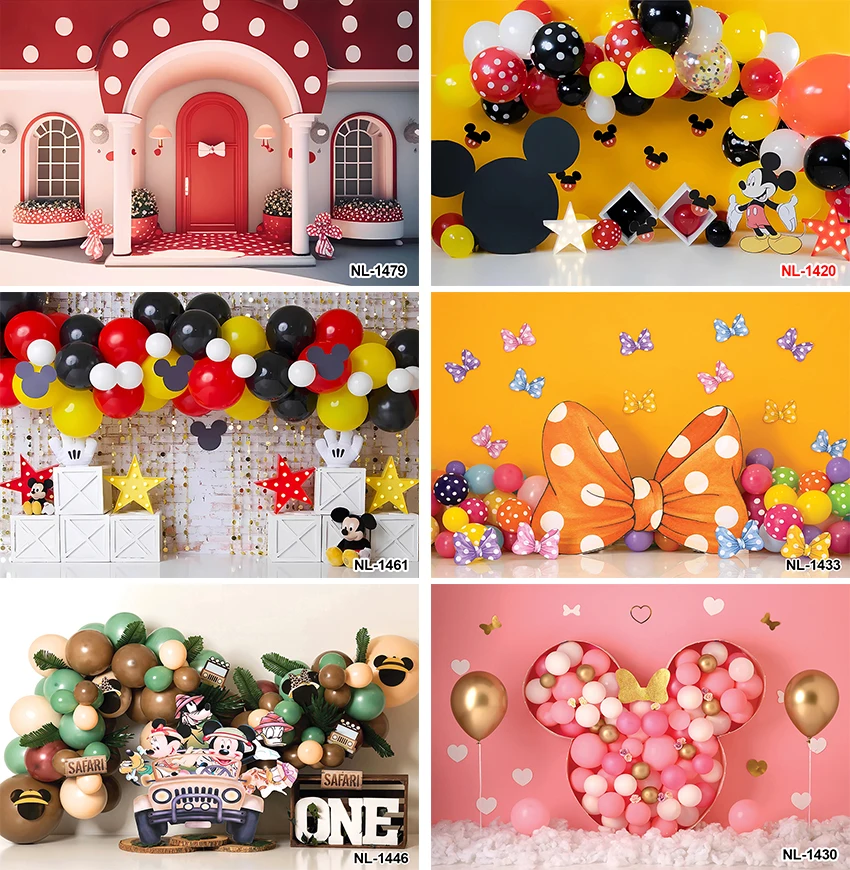 

Disney Backdrop Mickey Minnie Theme Birthday Banner for Girl Kids Photography Birthday Banner Party Supplies Baby Shower Decor