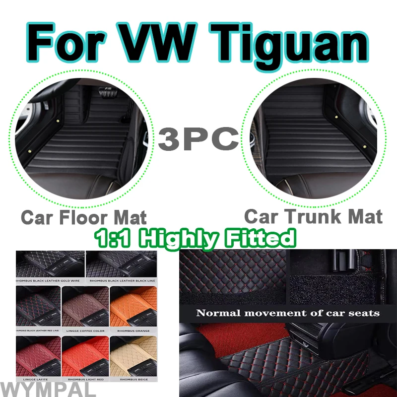 

Luxury Car Floor Mats For VW Tiguan 5N 2017 2018 2019 Custom Auto Foot Pads Automobile Carpet Cover interior accessories full