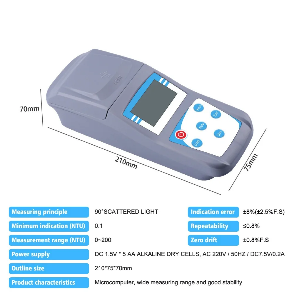 ZD-2A Lab Turbidity Meter Portable Digital Water Turbidimeter Handheld Turbidimetro