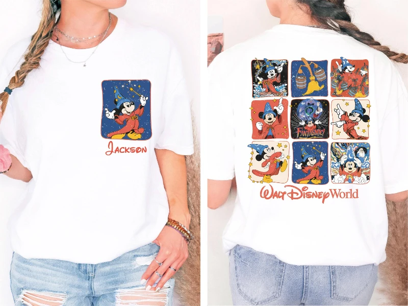 Camicia Disney Fantasia, Camicia Mickey Fantasmic, Camicia personalizzata Topolino Fantasia Stregone, Maglietta Disney Stay Magical, Walt