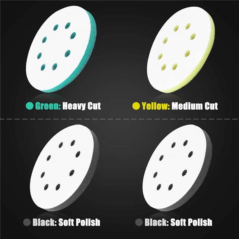 

AB34-8 Pack Foam Sanding Pads For Orbital Sander, 5 Inch 8 Holes Orbital Sander Surfprep Foam Pad