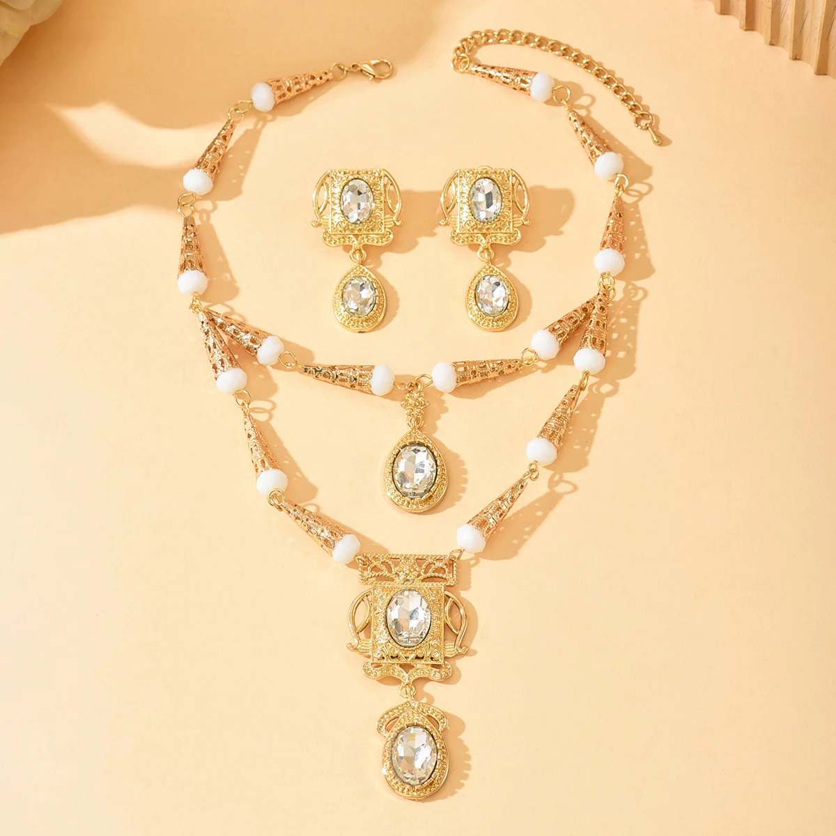 Vestido de casamento marroquino, joias artesanais, vermelho, azul, pedra preciosa, colar, brincos, banhado a ouro, kaftan, acessórios de noiva