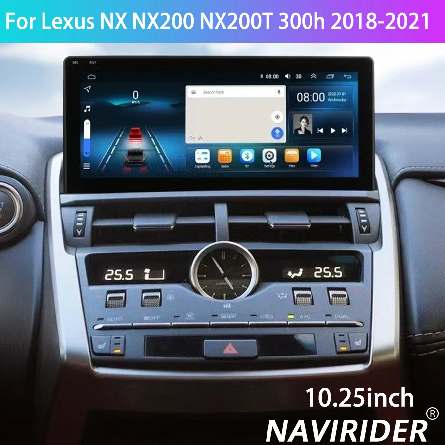 10.25''Android 15 8+128GB Navi BT Multimedia Video Player HU Radio CarPlay For Lexus NX NX200 NX200T 300h 2018-2021 DSP Stereo