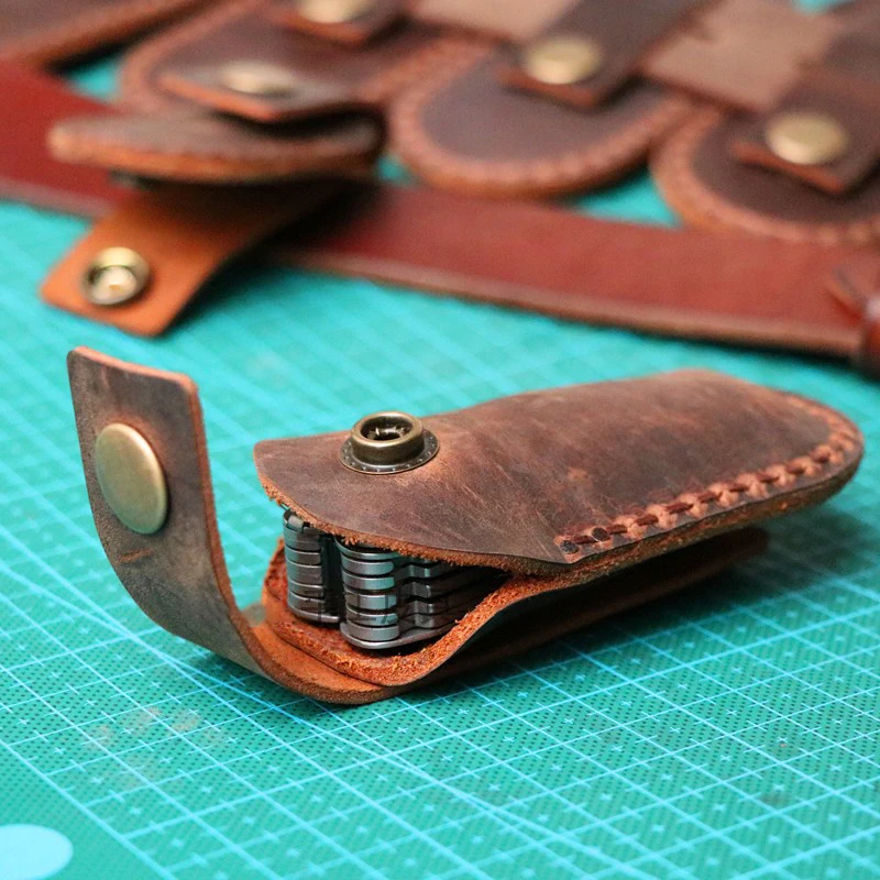 10 Sizes Quick Buckle Top Layer Crazy Horse Cowhide Leather Scabbard Sheath For Swiss Army Knives Leatherman Pliers Tools