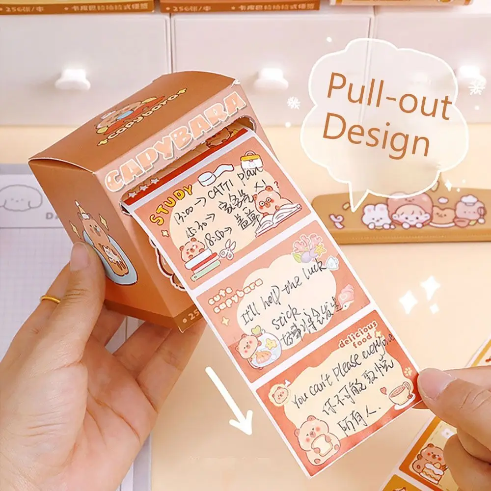 Portable Capybara/Panda Sticky Note Pull-out Design Stationery Memo Pad Multifunctional DIY Scrapbook Sticker School/Office