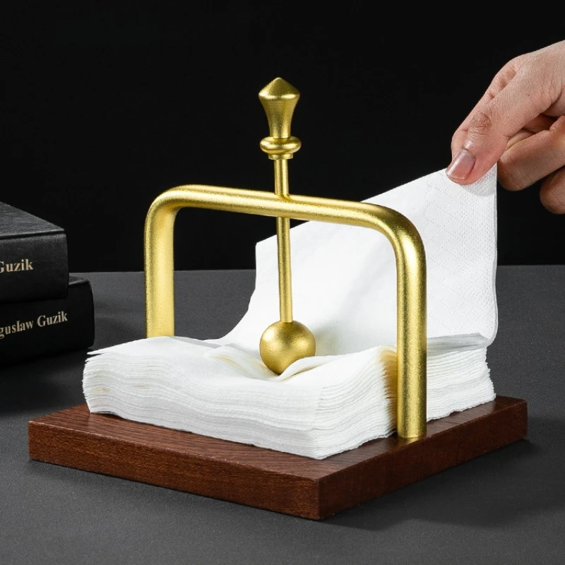 

Solid Wood Desktop Tissue Holder Luxury Simple Vertical Napkin Rack for Coffee Shop Hotel Tabletop Desktop Tissue Holder