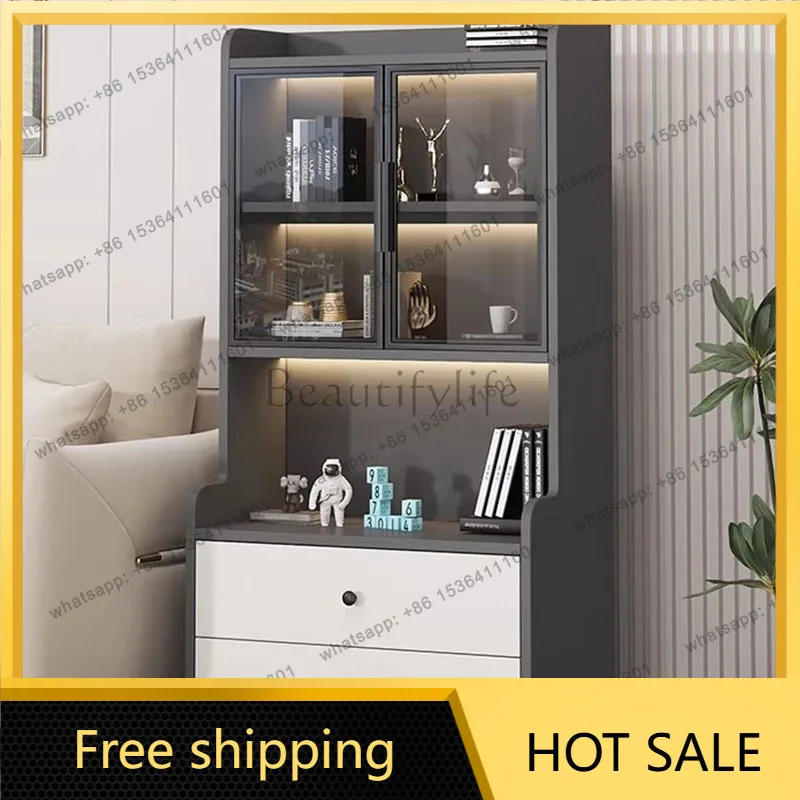 LJY Glass Drawers Living Room Cabinets Filing Decor Display Organizer Living Room Cabinets Storage Wood Gabinete Salon Furniture