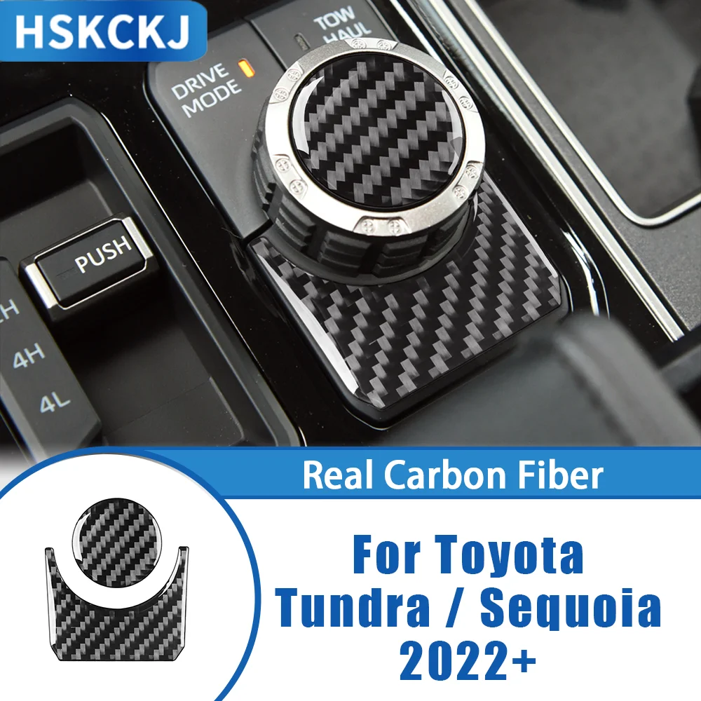 

Carbon Fiber Multimedia Knob Panel Decals Car Accessories Interior Cover Trim Modified Sticker For Toyota Tundra Sequoia 2022+