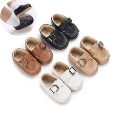 Fashion 0-18M Baby Boy Girl Small Gentleman Baptism Shoes Toddler Soft Sole Anti-slip First Walkers Infant Newborn Crib Shoes