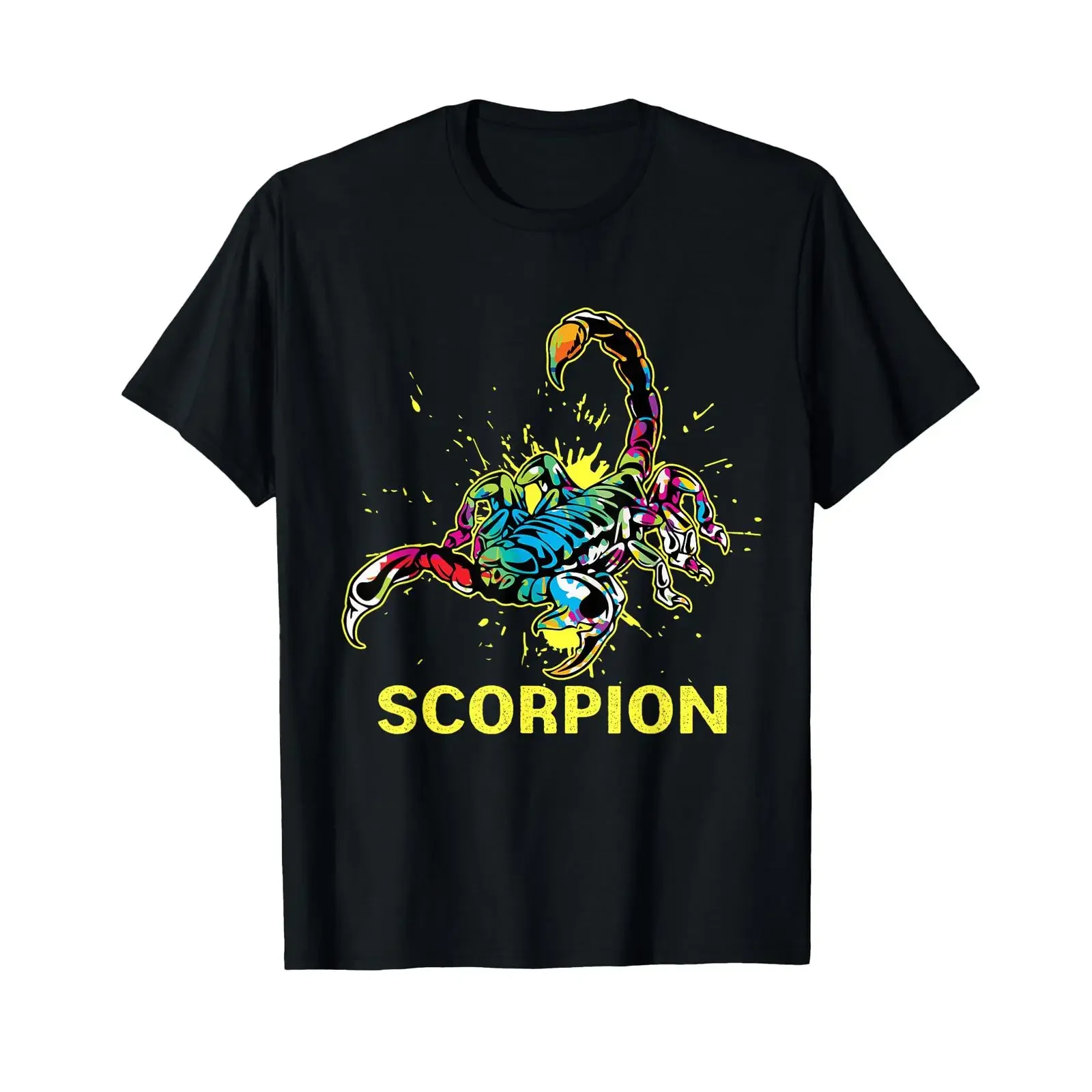 Paint Splash Scorpion T Shirt black s vintage Washed Slightly Versatile Casual Top For Everyday Wear Stretched designer clothes