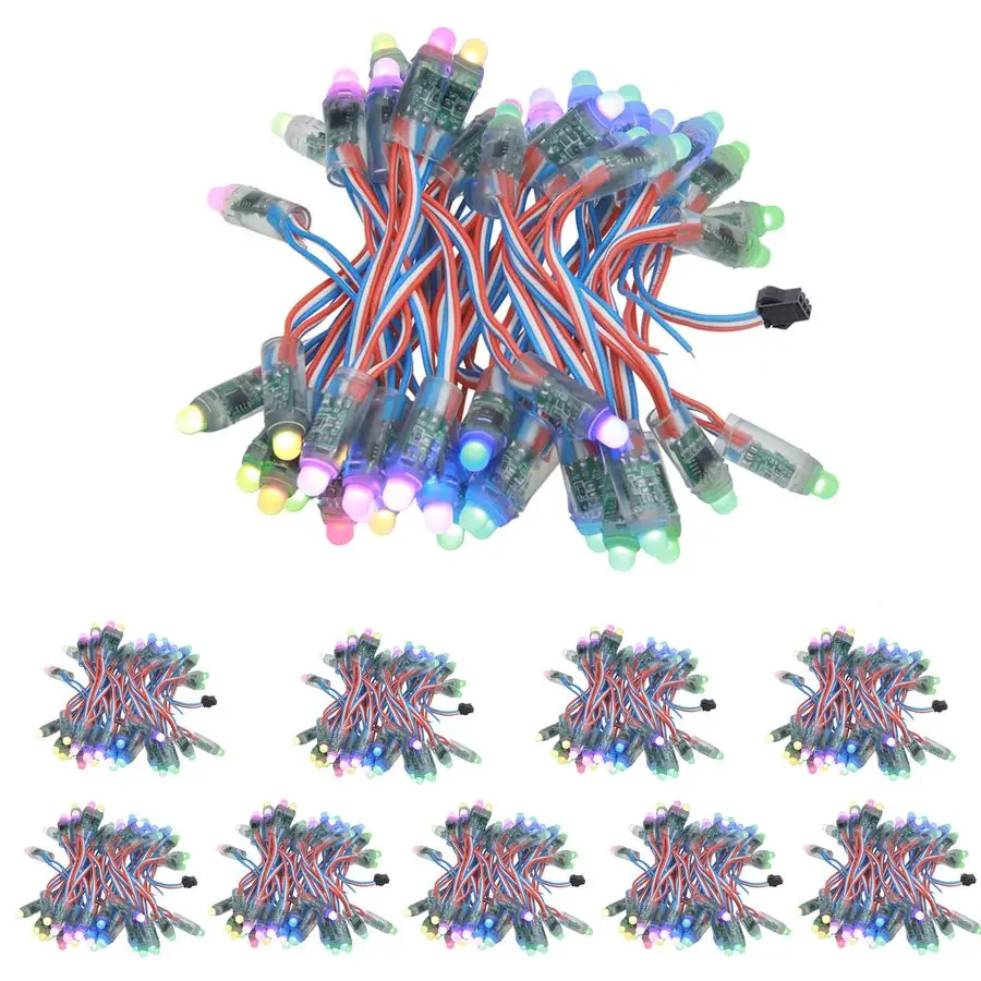 500 قطعة WS2811 قابل للعنونة بشكل فردي RGB LED بكسل ضوء 12 مللي متر مستدير منتشر اللون تغيير رصاصة بكسل ضوء في الهواء الطلق تيار مستمر 12 فولت