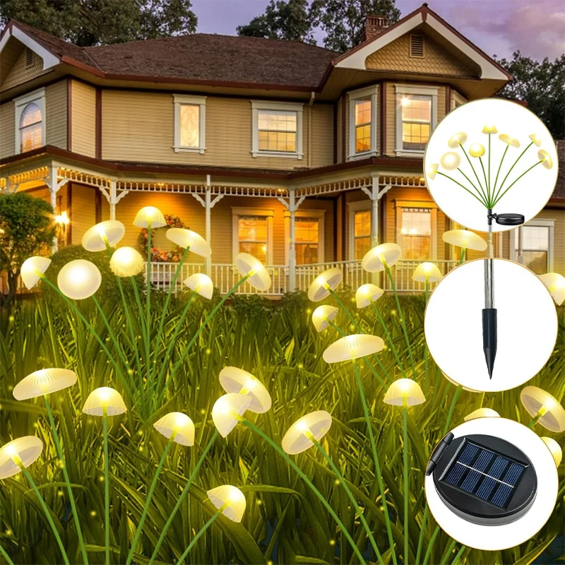 

LED solar jellyfish mushroom lamp, used for outdoor courtyard landscape decoration lighting, suitable for lawns, garden terraces