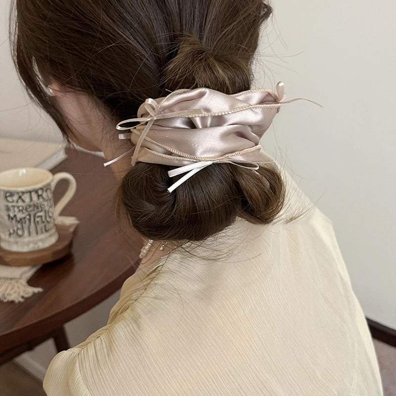 

Elegant Satin Ballet Bow Hair Scrunchies Women Girls Hair Rope Tie Elastic Ponytail Accessories Headwear Hair Bands