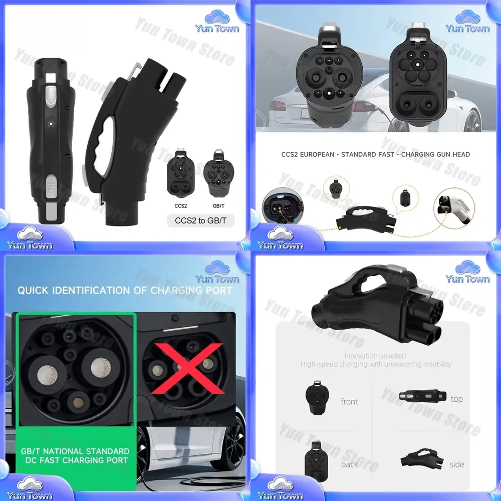 for 300KW EV Connector for Electric Vehicle Charging CCS2 GBT Adapter 1000V 300A DC Fast Charger IP55 Waterproof PC ABS
