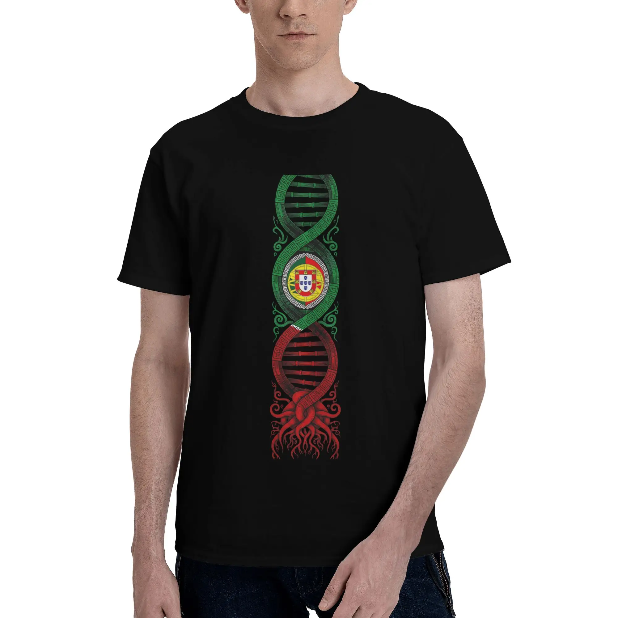 Portuguese Roots Portuguese Pride  Funny Graphic 100% Cotton T-Shirt Portuguese Flag Tops Tees For Men