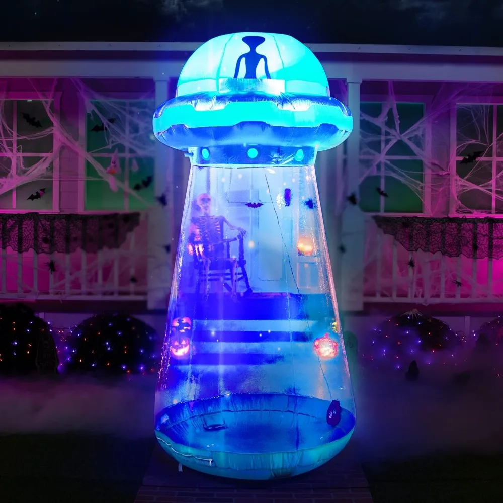 Party Masks Halloween 9-foot high inflatable UFO yard ornament with built-in LED to blow up inflatable toys for parties