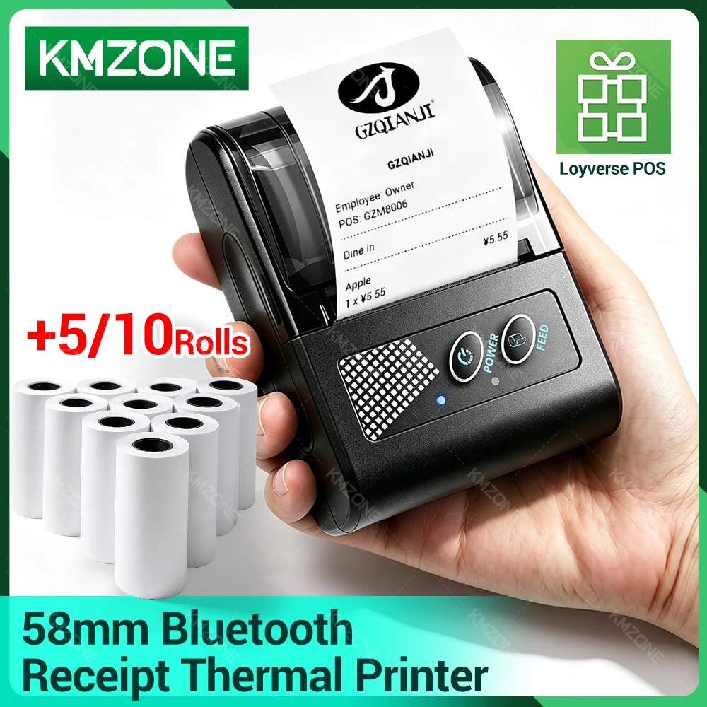 58mm Thermal Receipt Printer 58mm Bluetooth USB Portable Restaurant Kitchen Printer for Android for Win rechargeable battery