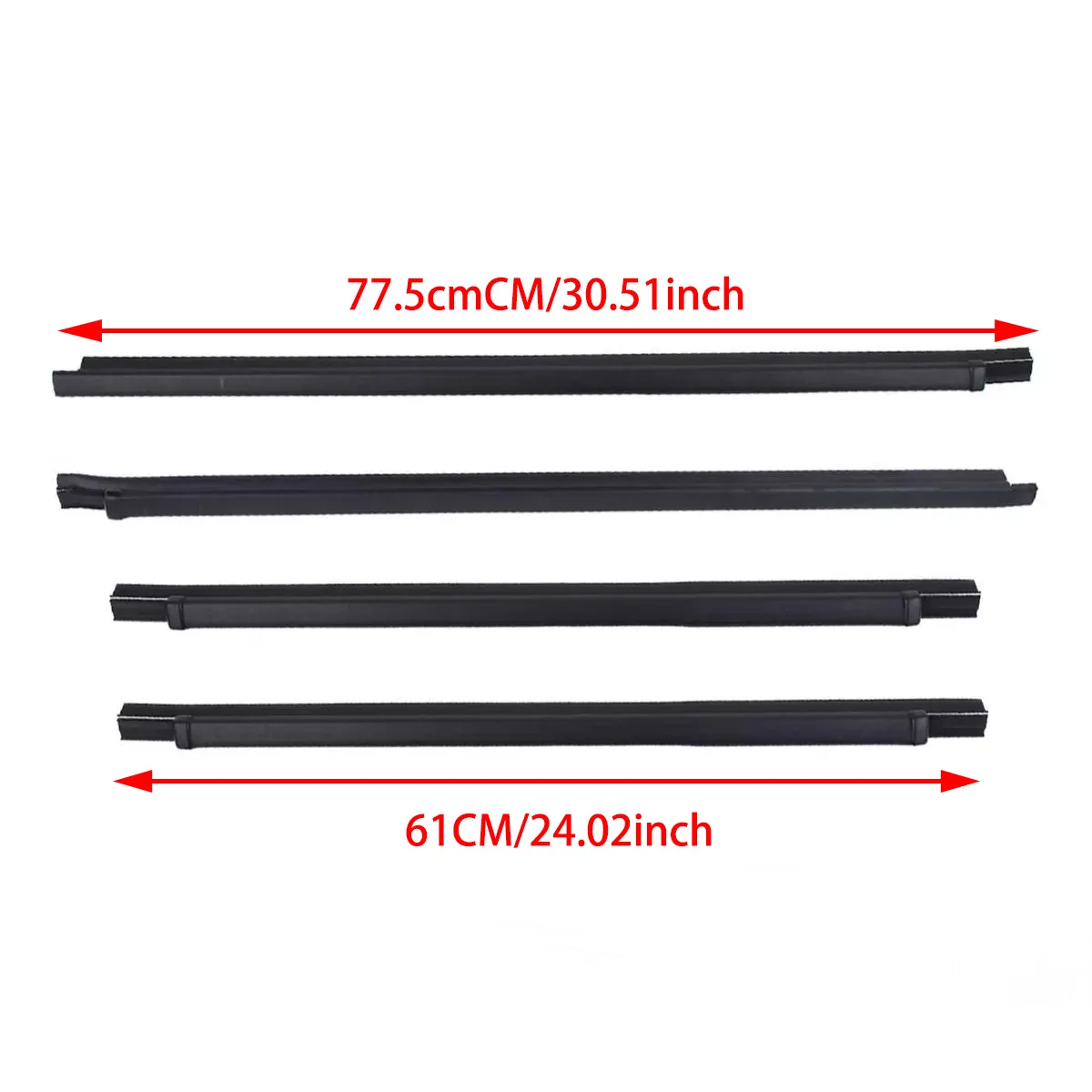 4PCS Outer Windows Rubber Weatherstrip Waterproof Pressure Sealing Belt Moulding Trim For Toyota Hilux 4DR 4-door MK6 1998-2004