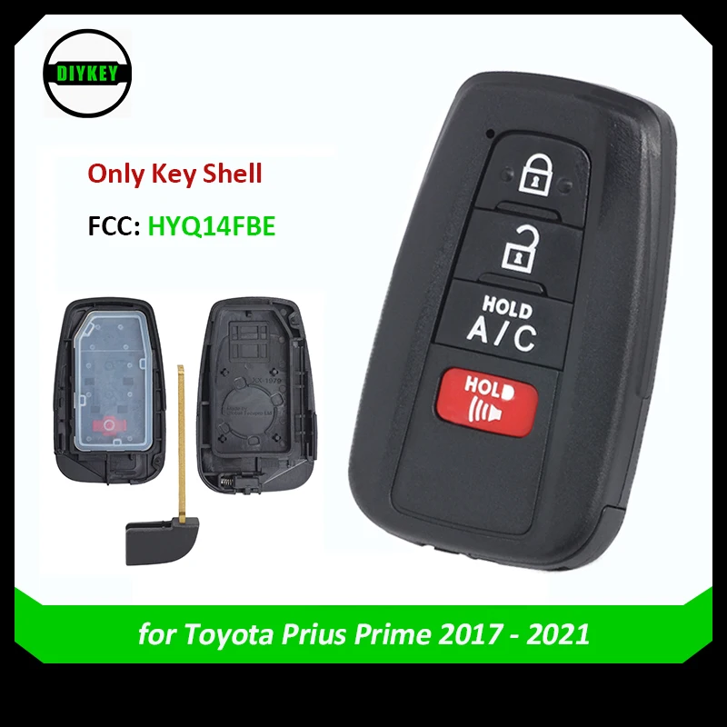 DIYKEY Replacement New Smart Remote Key Shell Case 4 Button A/C for Toyota Prius Prime 2017 18 2019 2020 2021 HYQ14FBE