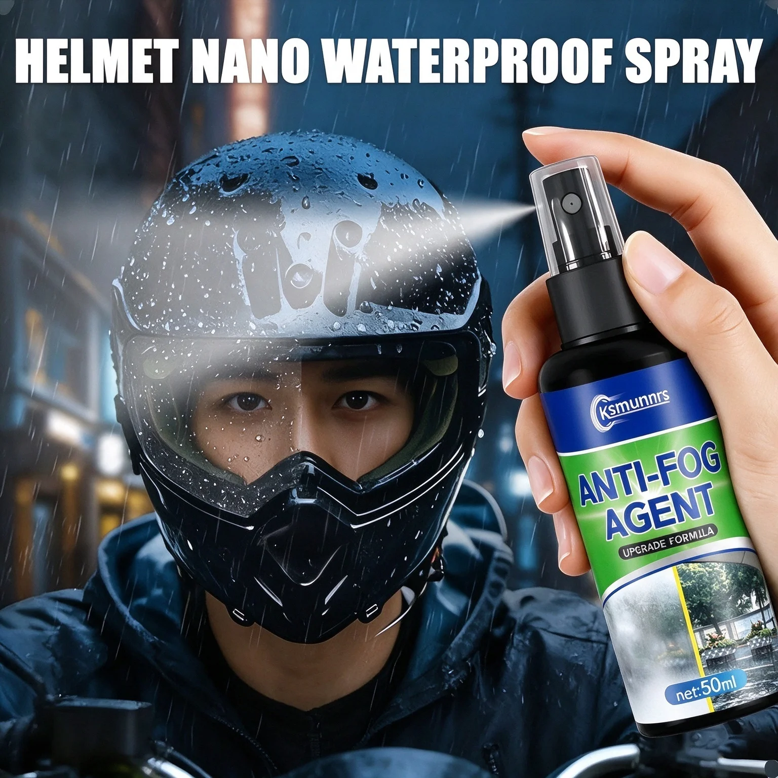 Motorcycle Crystal Spray Nano-scale Water-repellent Rain-resistant Coating for Clear Vision. Provides Hydrophobic Protection