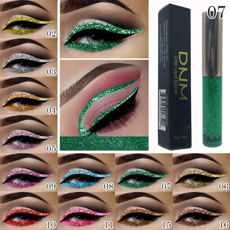 ¡Caliente! Delineador de ojos líquido de 16 colores, delineador de ojos dorado, rojo y azul, ojos brillantes, Flash, resistente al agua, maquillaje duradero, lápiz delineador de ojos