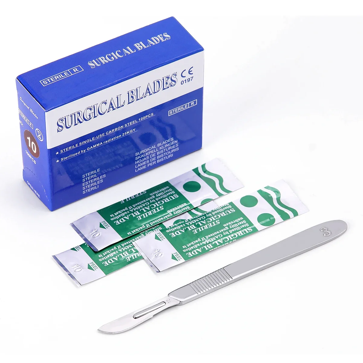 

100PCS/BOX Surgical Scalpel Sterilized Blades Carbon Steel Material Size 10#/11#/15# /15C# Optional