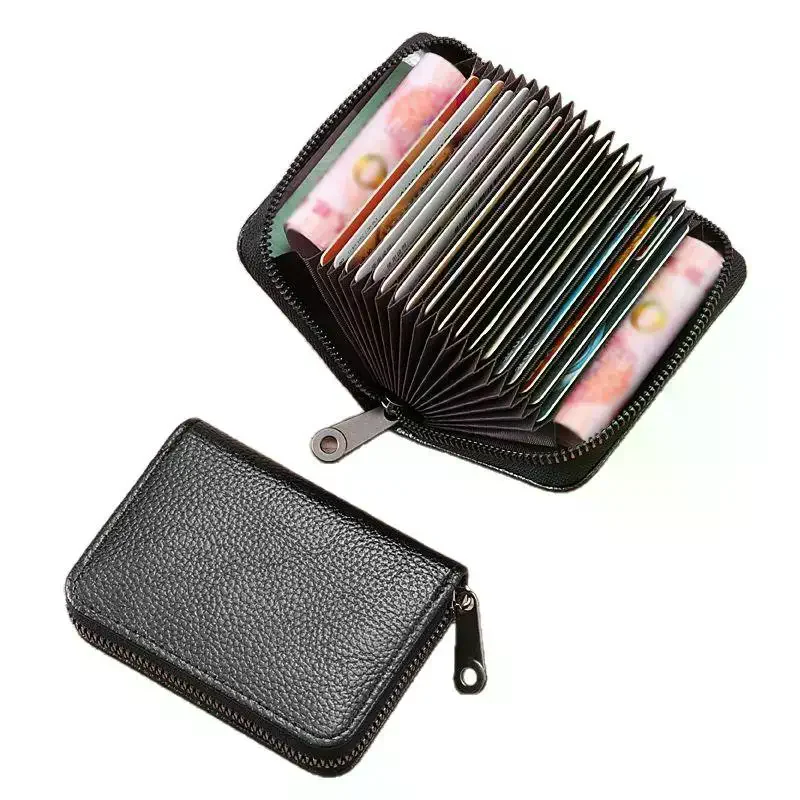 Small Zipper Wallet PU Leather Men Women Card Holder Solid Coin Purse Multi Card Slot ID Business Credit Card Bags