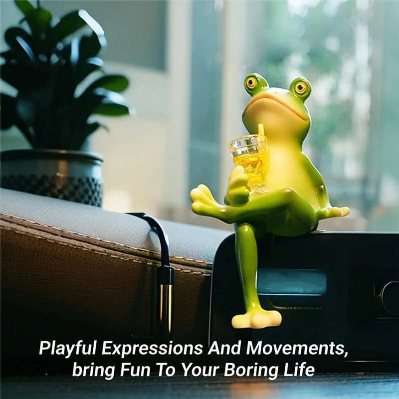 A74E-Funny Drink Miniature Frog, Frog Statue 3 Pcs Figurines Plant Decorations For Pots Garden Decor Lawn Ornament