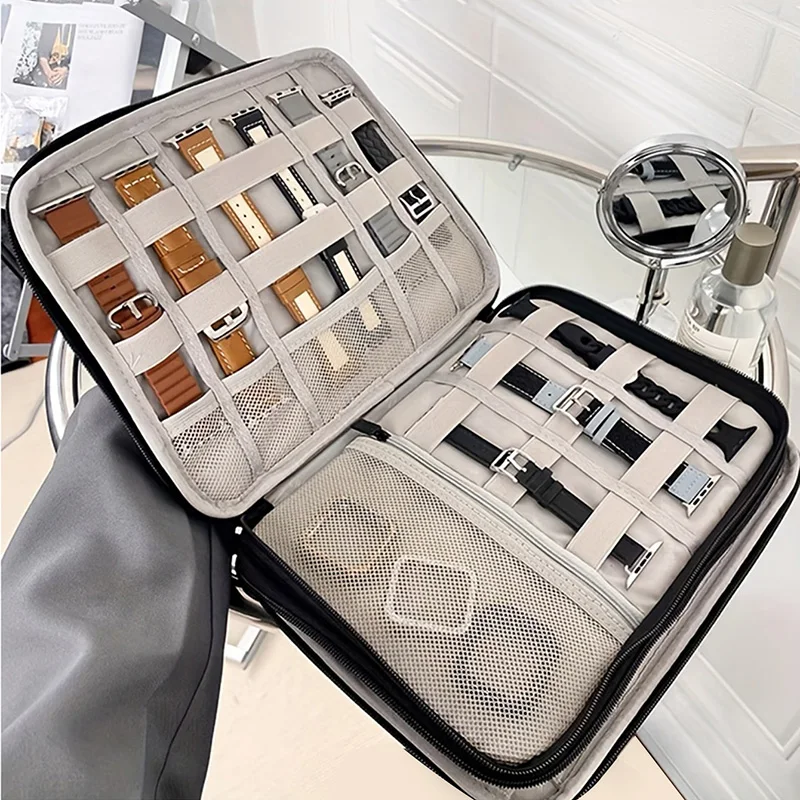 2025 Watchband Box For Apple Watch Strap Case Data Cable Travel Smart Watch Wriststrap Storage Bag Box Watches Organizer