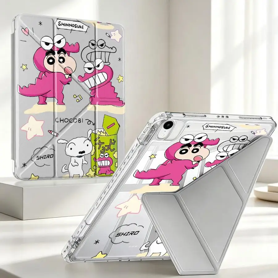 Tablet Case For iPad 12th 10th Gen Mini 7 6 5 Pro 13 2025 2026 11th 9th Air 8 M2 M3 3 With Pen Slot Cover Cartoon Crayons
