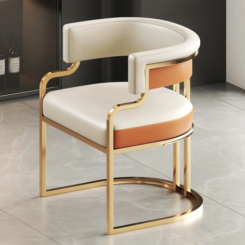 

Designer Dining Chairs Beige Gold Legs Waiting Fashion Sofa Chairs Luxury Adults Floor Protector Sillas Indoor Supplies