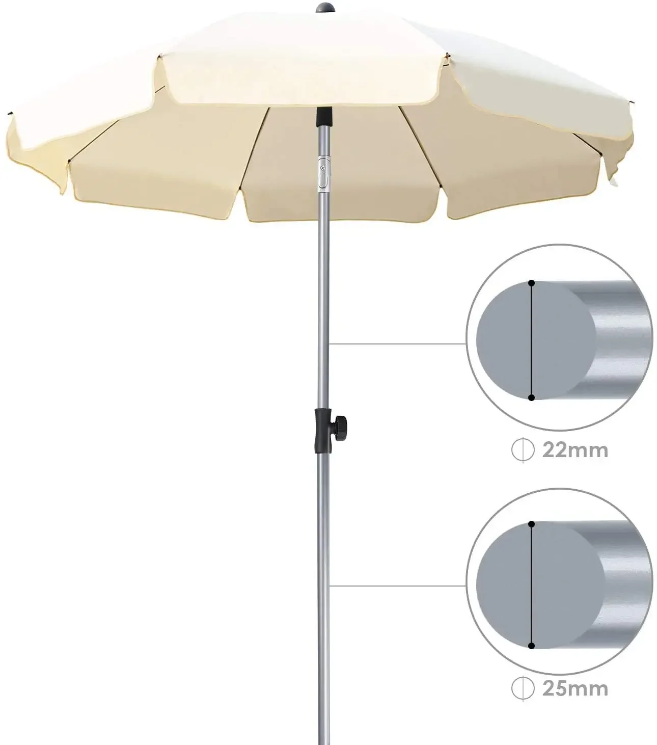 Parasol 200 Cm Round Parasols, Articulated UV Protection UPF 50+,Rainproof Garden Umbrella,Patio Umbrella 160G/m² Beach Umbrella