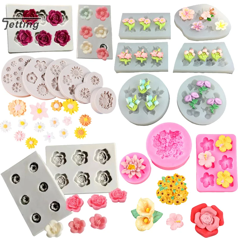

Mini Rose Camellia Daisy Flower Silicone Sugarcraft Mold Cookie Cupcake Chocolate Baking Molds Fondant Cake Decorating Tools
