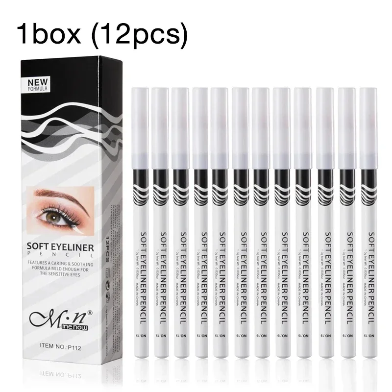 Crayons de maquillage pour les yeux, eyeliner blanc, lisse, facile à porter, éclaircissant, surligneur, imperméable, longue durée, 12 pièces